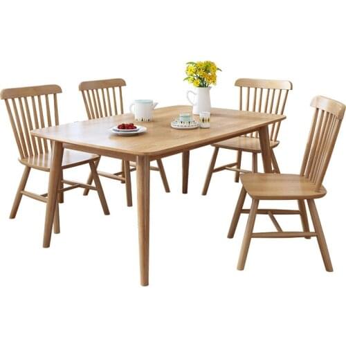 Nordic solid wood dining table and chair combination modern minimalist furniture small apartment log table