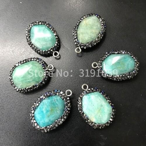 Hand inlaid natural tianhe stone pendant DIY jewelry accessories sweater chain necklace accessories