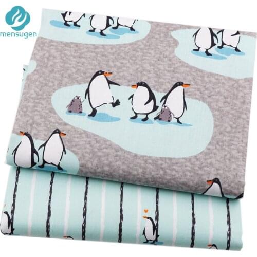 Half Meter Start Penguin Family Cartoon Cotton Fabrics for Baby Crib Bumper Bedding Sheet Cushions Cover DIY Dress Sewing Cloth