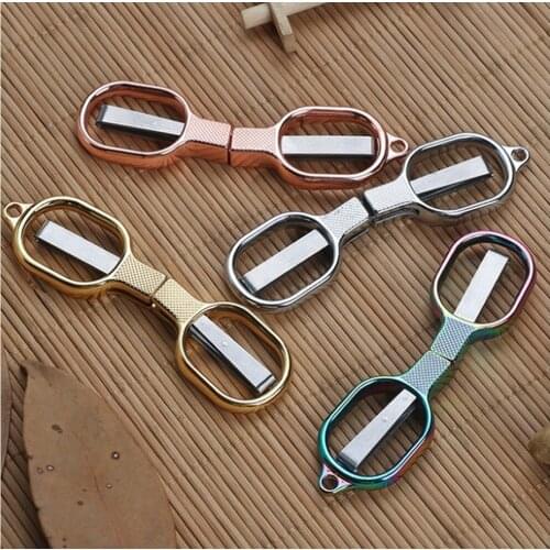 Durable Stainless Steel Anti-Rust Folding Scissors Glasses Shaped Mini Shear Embroidery Craft CrossStitch Scissors DIY Home Tool