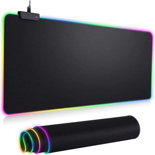 New LED Adjustable 8 Clolor USB Lighting Gaming Mouse Large Pad RGB Keyboard Cover Non-Slip Rubber Base Computer Carpet Desk Mat