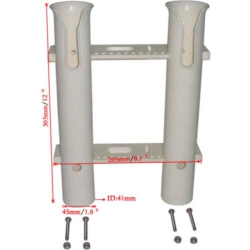 White Boat Plastic Rod Holder 2 Tube Fishing Plastic Rod Holder Rack Excellent
