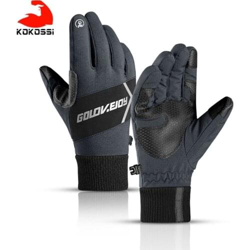 KoKossi Thermal Warm Winter Outdoor Sport Cycling Gloves Skiing Touch Screen MTB Road Bike Bicycle Gloves Windproof Full Finger