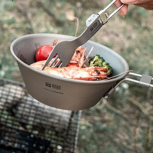 Outdoor camping titanium tableware single picnic titanium bowl portable 300ML folding pure titanium bowl