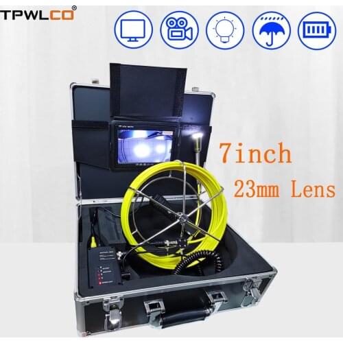 7inch 8GB Card DVR Recorder Snake Pipe Video Endoscope Camera 20-50m Drain Sewer Well Underwater Inspection CCTV System 23MM