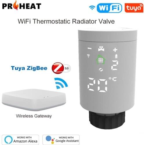 WiFi TRV (Thermostatic Radiator Valve) Thermostat for Radiator Actuator Heating System Temperature Control Tuya Zigbee M30*1.5