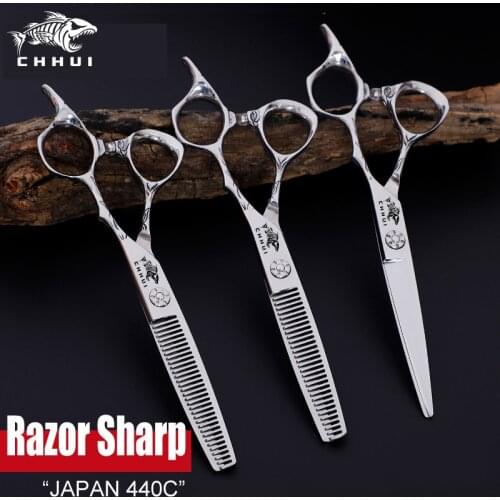 Japan 440c Steel 6.0 Inch Hairdressing Scissors Professional High Quality Cutting Thinning Set Barber Scissors Tool Salon Shears