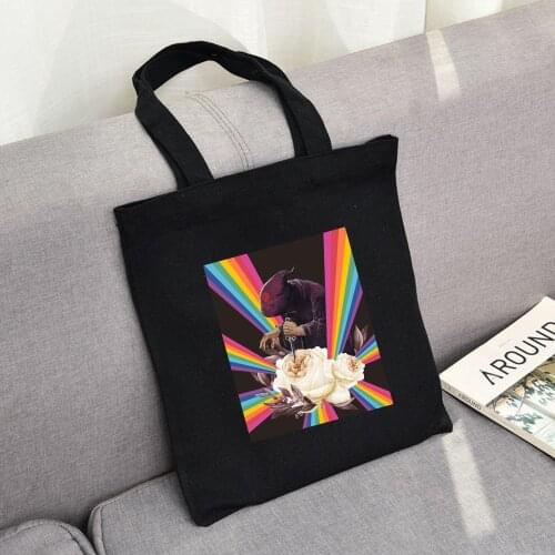 Harajuku Tote Shopping Bag for Lady Hip Hop Canvas Shoulder Bag Students Retro Funny Cloth Eco Foldable Shopper Bags Unisex
