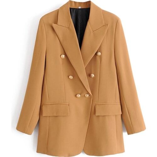 Blazer womens spring and autumn new style fashion temperament double-breasted blazer simple casual suit blazer feminino