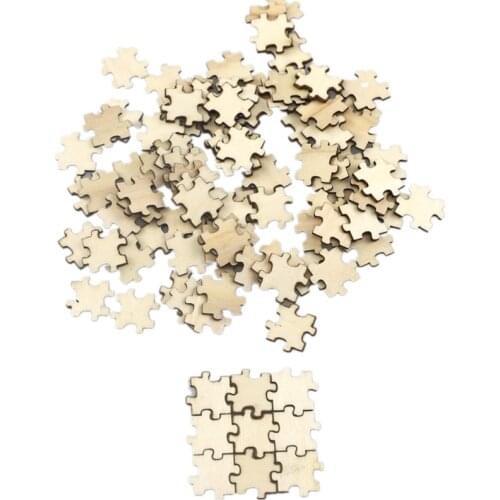 100pcs 20mm Blank Puzzle Pieces Blank Wooden Puzzles DIY Plain Puzzle Pieces DIY Craft Cardmaking Scrapbook Kid Crafts Accessory
