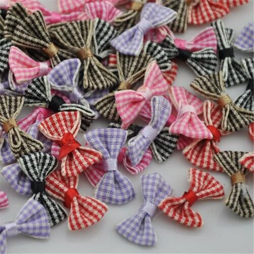 100pcs Multi Color Grosgrain Ribbon Bows Mini Stripe Ribbon Bow Wedding Decoration Craft Girl Bow Tie Hair Decoration E236