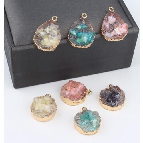 2pcs Bohemia Irregular Drop Earring Resin Charms Round Pendant Findings DIY Fashion Dangle Earrings Necklace Jewelry Making F228