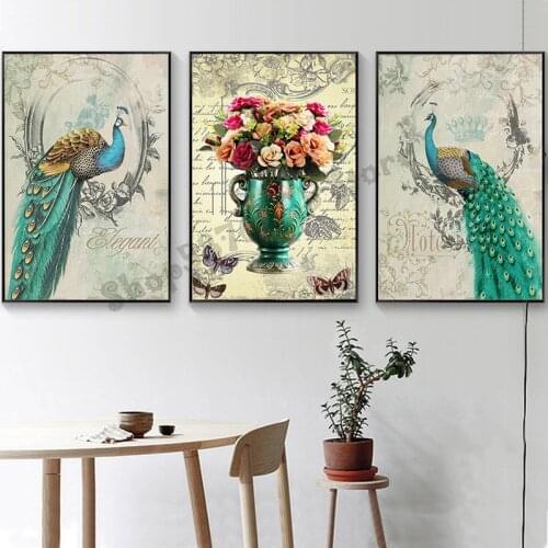 3D Diy Diamond Painting Green Peacocks Retro Pattern Cross Stitch Text Flower Embroidery Mosaic Triptych Christmas Gift TT4748