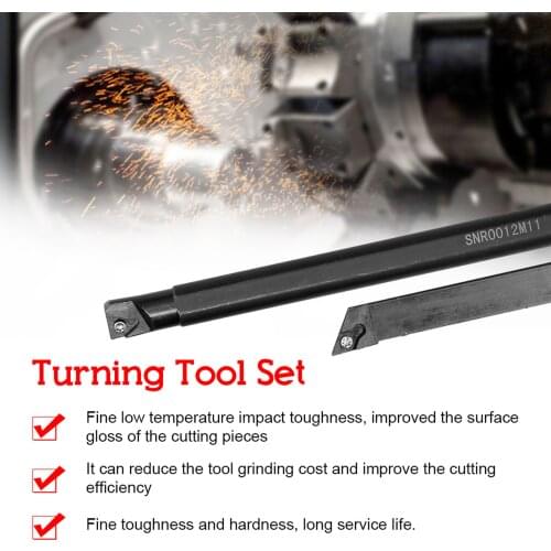 7pcs 12mm Shank Diameter Lathe Turning Tool Holder Boring Bar Inserts Set for Processing Steel Parts