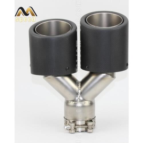 Car styling Modified exhaust pipe muffler tail throat 304 stainless steel and carbon fiber double outlet tail pipe