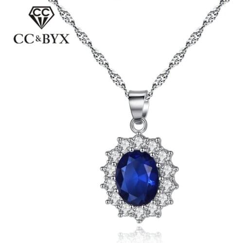 CC Vintage Necklaces Pendants For Women Cubic Zirconia Oval Stone Luxury Jewelry Bridal Wedding Necklace Accessories CCN502