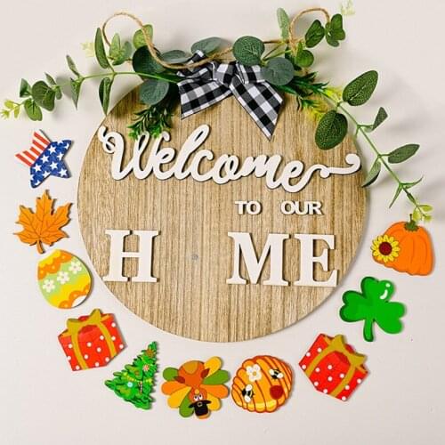 Wooden Festival Party Door Hanging Ornaments Welcome To Home Gardening Decoration ​Christmas Thanksgiving Halloween Easter Decor