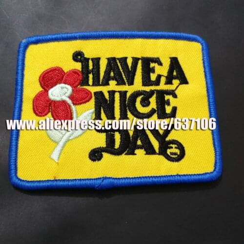 Have a nice day Patches of Embroidered Applique Space Clothing Patch badges with Celestial Funny biker vest appliques stickers