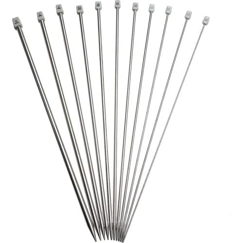 Quality Stainless Steel Knitting Needles Set Double Pointed 20cm Long Crochet Hook Weave Sweater DIY Crafts Stitch Knitted Tool