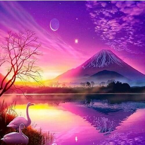 Diamond Painting Seaside Sunset Full Drill circular Landscape 5D DIY Diamond Embroidery Picture Of Rhinestone Sunrise