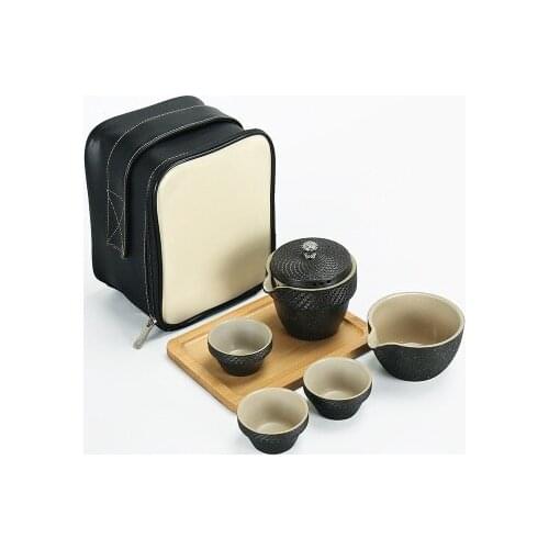 Lei Fengta ceramic black pottery octagonal pagoda Kung Fu tea set can accommodate travel covered bowl tea set