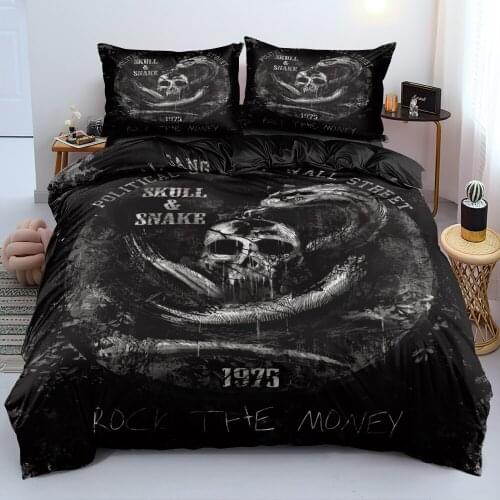 3D Custom Design Beddings Comforter Covers Sets Pillow Cases Duvet Cover Full King Queen Double Size Black Skull Bedding Sets