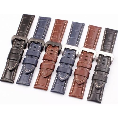 Watch Accessories Leather Strap Men Applicable to for Panerai Panerai Handmade Leather Strap 20 22 24 26mm