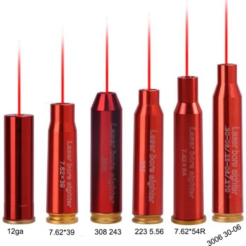 Red Dot Laser CAL Brass Copper Boresight 12GA 7.62x39MM 223 5.56 308 243 3006 30-06 Cartridge Bore Sighter Hunting Accessories
