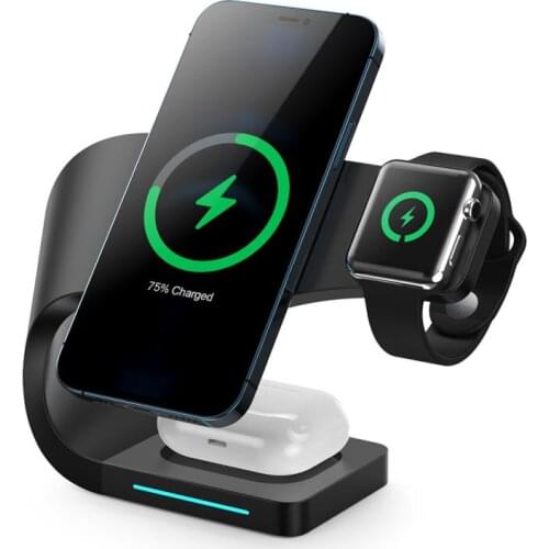 15W Magnetic Fast Wireless Charger For Apple Watch Airpods Pro Wireless Charging Station For Magsafe Iphone 8 X 12 11 XS Pro Max