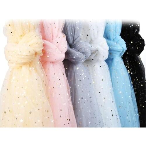 Star gauze fabric Star gauze screen Pink background cloth Wedding dress Mosquito net lace sequined gauze fabric