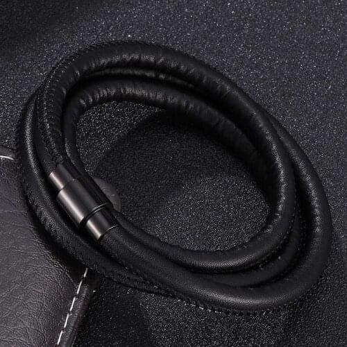 New Multi-layer Leather Rope Chain Man Bracelets Classical Simple Design Men Women Unisex Jewelry Magnet Buckle Wrist Band ST737