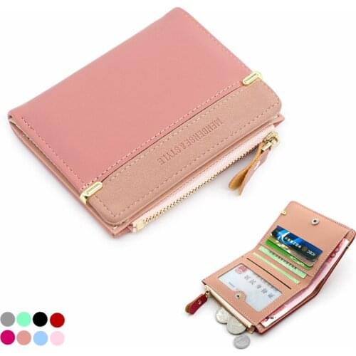 Fashion 2 fold Short Ladies Wallet Simple Wild Student Zipper Coin Purse Female PU Leather Wallet Card Package