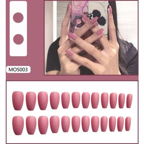 Dark Pink Matte Nails Light Rose Pink Frosted False Fake Nails Square Top Designs Artificial Finger Nail Art Tips Faux Decor