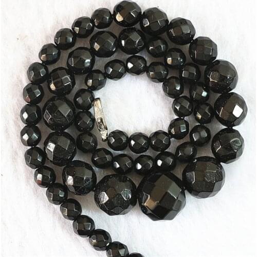 New Black agat carnelian onyx stone 6-14mm faceted round loose Beads tower chain diy chain necklace 18" B633