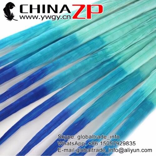 CHINAZP Feather 50pcs/lot 20-22inch (50-55cm) Top Quality Dyed Bright Blue Colorful Ringneck Pheasant Tail Feathers For Carnvial