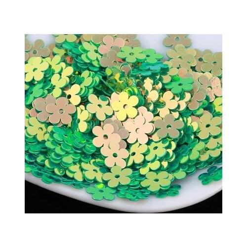 7mm Flat Flower Platting Golden Centre Hole Loose Sequin Paillette Sewing,Wedding Craft,Kids DIY Garment Accessories Green