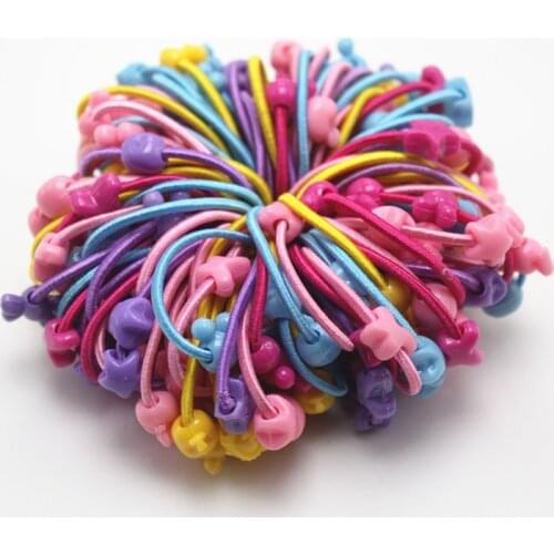 100 pcs Hair Rope Childrens Headdress Bunny Cartoon Rubber Band Hair Tie Hair Accessories