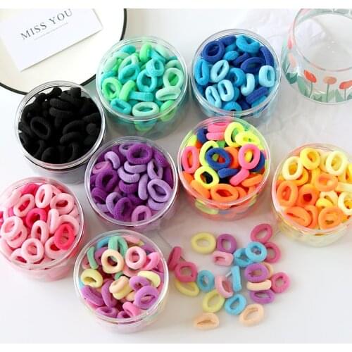 100PCS/Set Women Girls 35MM Colorful Nylon Elastic Hair Bands Ponytail Holder Rubber Bands Scrunchie Headband Hair Accessories