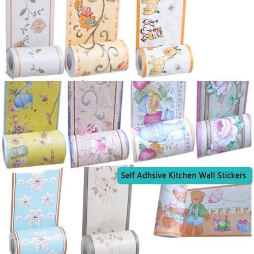 Self Adhsive Kitchen Wall Stickers Wallpaper Mirror Decorative Border For Walls Tile stickers Waistline Borders Home Decor