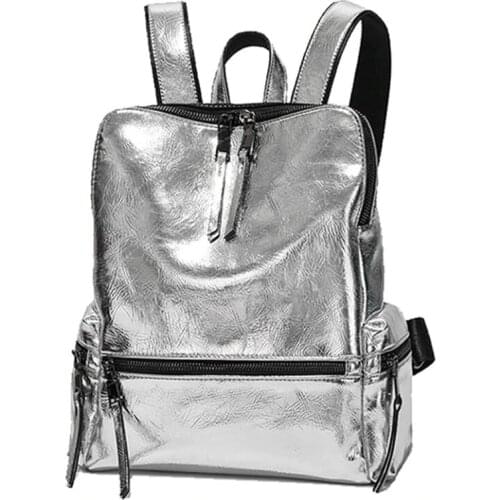 Silver Womens Backpack 2021 Fashion School Bag for Teenage Girls Back Pack Silver Glitter Bag Large Backpack Leather Backpacks