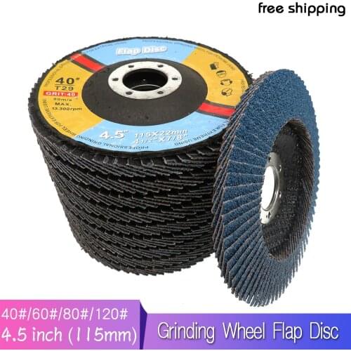 10Pcs 40/60/80/120 Grit Grinding Wheel Flap Disc 115mm 4.5" Angle Grinder Sanding Tool Zirconia Wear Resistance Abrasive Tools