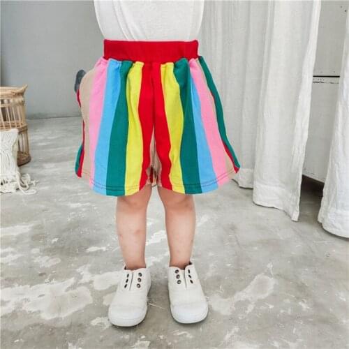 Toddler Girls Shorts Spring Summer Fashion Rainbow Stripes Shorts For Girls 2020 New Arrival Children Pants 2 3 4 5 6 Years