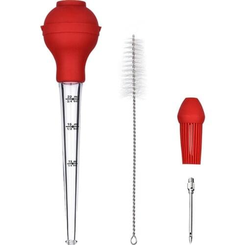 BBQ Turkey Baster with Measurement Baster Syringe with Cleaning Brush and Marinade Needles for Marinating Beef,Pork,Fish