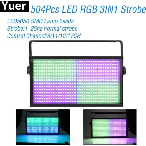 New 504pcs LED RGB 3IN1 Strobe Lights DMX512 8/11/12/17CH DJ Disco Lihgt Wedding Party Flashing Club Color Music Effect Lighting