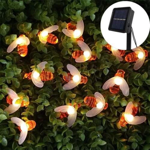 LED Solar Bee Shaped Christmas String lights Outdoor Garden 20/30/50leds Fairy Lights Garlands Courtyard Lawn Holiday Decoration