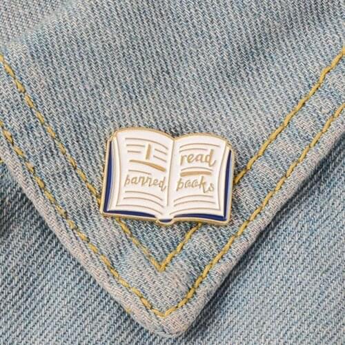 Women English Words Banned Read Books Enamel Brooch Pin Collar Badge Jewelry Alloy Accessories Cowboy Badge Book Brooch