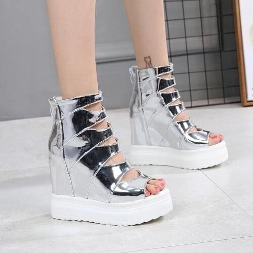 2021 thick-soled womens sandals summer new high-heeled wedge platform sandals with increased Roman fish mouth shoes for women