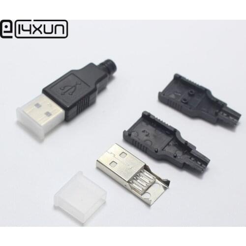 10sets DIY USB 2.0 A Type Male Assembly Adapter Connector Plug Socket Black Solder Type Plastic Shell with Dust Cover