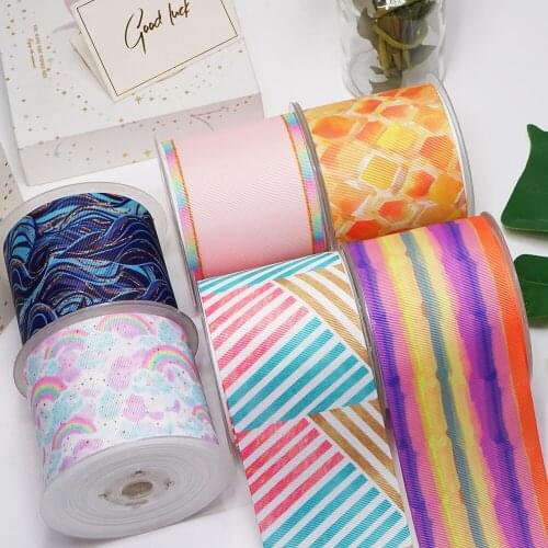 3 Inch 75 mm Cartoon Printed Grosgrain Ribbons For Hair Bows Craft Suppliers 53644