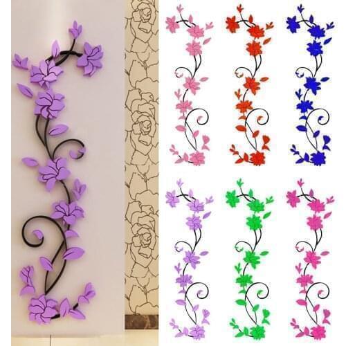 3D Wall Sticker Flower Shape Acrylic Wall Sticker 80X24cm Fashionable Creative DIY Sofa Setting Wall Stickers Decoration